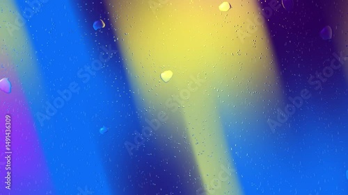 Water droplets on a colorful background, suitable for naturethemed designs, abstract concepts, product packaging, and artistic backgrounds for various projects.