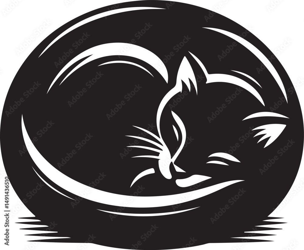 Obraz premium Black silhouette vector illustration of a cartoon cat, a simple animal design icon