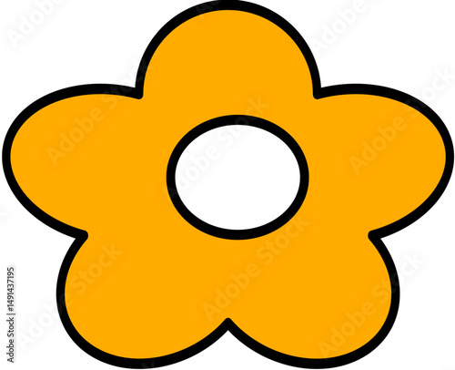 Simple Orange Flower Illustration, Childlike Design Element