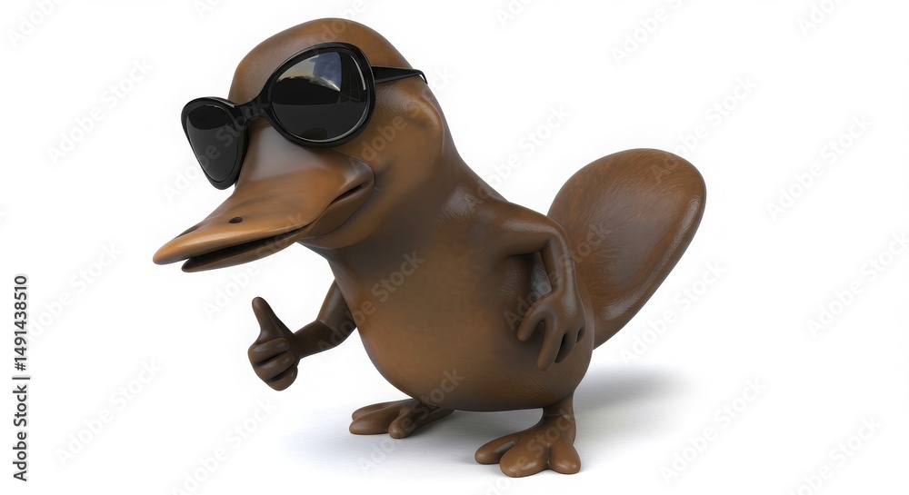 Naklejka premium Platypus in Sunglasses Giving Thumbs Up