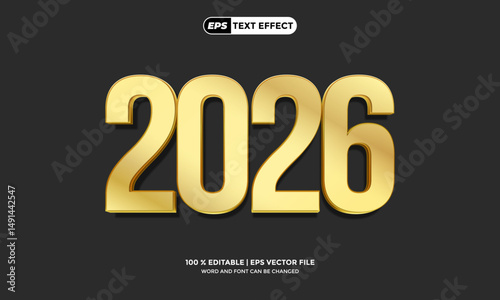 3D Text Editable Gold Year 2026 Design