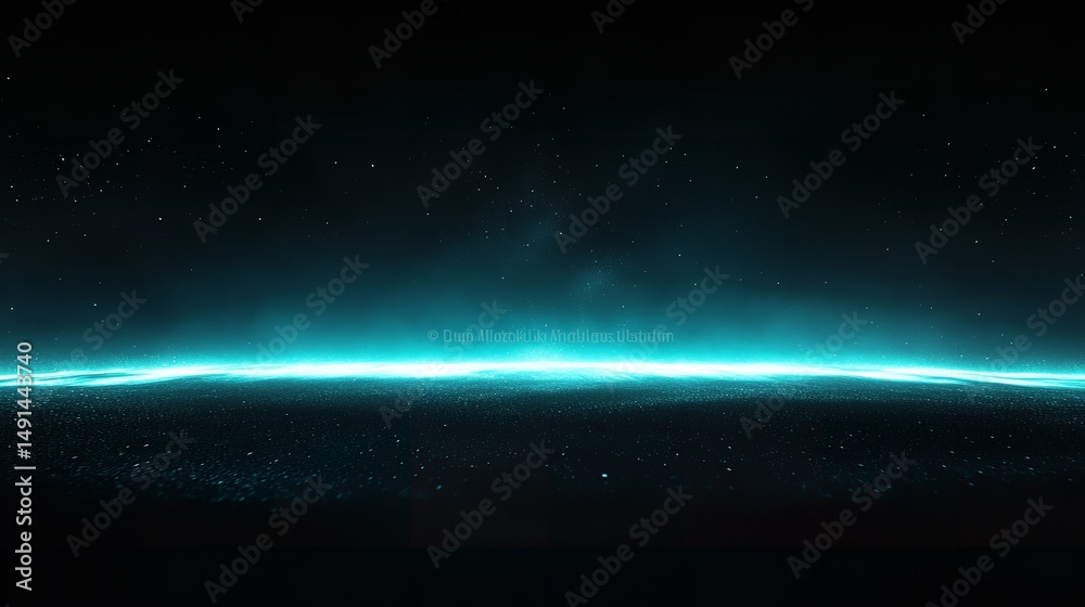 Fototapeta premium Blue Vertical Light Beams in Abstract Night Sky
