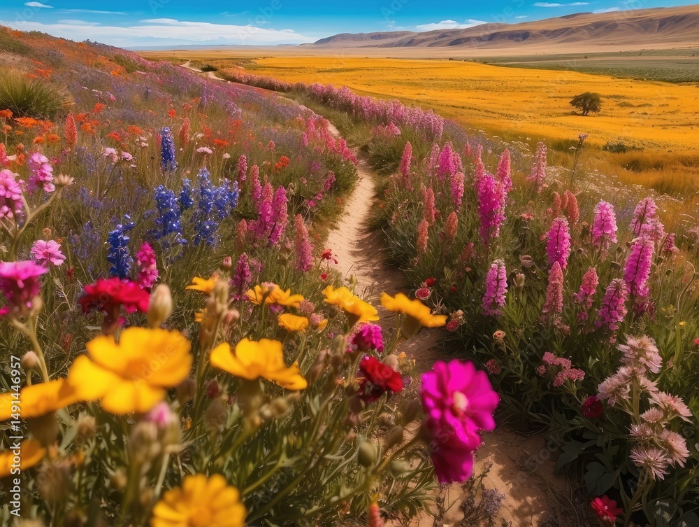 Obraz premium Summer Meadow with Radiant Sunbeams and Dreamy Bokeh Lights