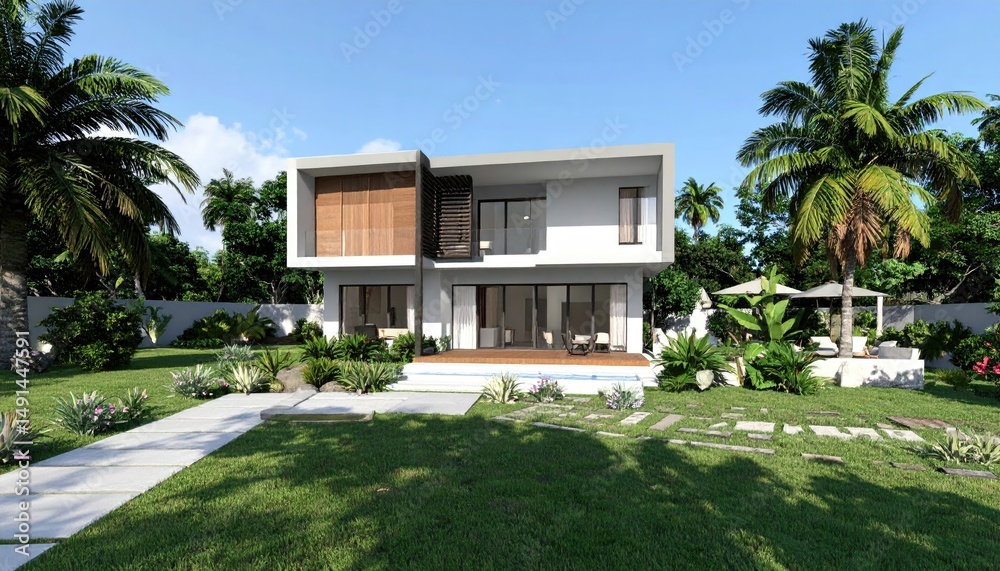 Tropical Modern Home Luxury Living with Lush Garden Oasis. Tropical Modern Home Luxury Living with Lush Garden Oasis.