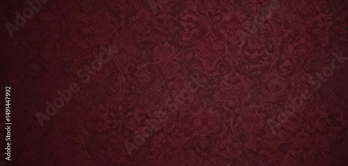 Deep burgundy gothic damask wallpaper, rich texture , damask, seamless pattern