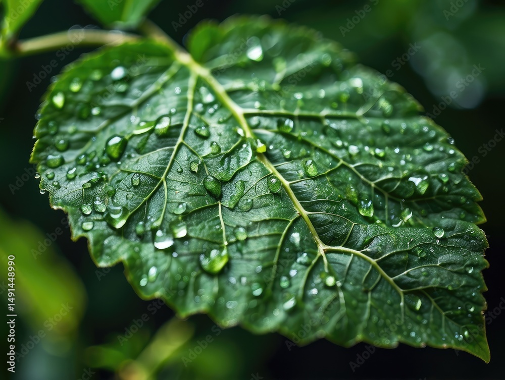 Raindrops Resting on a Monstera Leaf – Tropical Close-up Raindrops Resting on a Monstera Leaf – Tropical Close-up