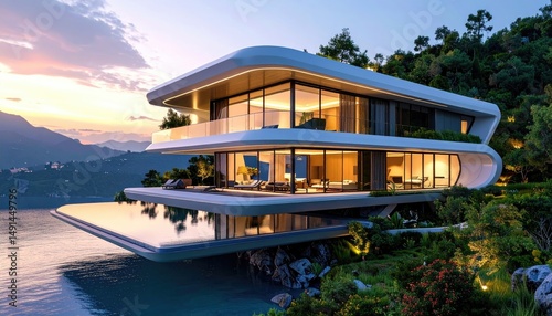 Modern Waterfront Villa Infinity Pool  Sunset Paradise.
