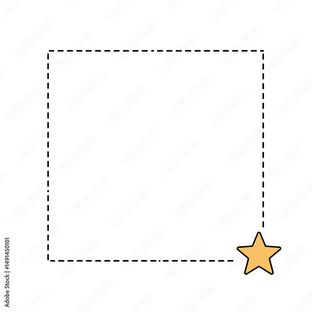 Obraz premium Dotted minimal frame border with a star element in the corner 