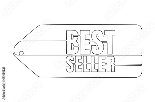 Continuous one line drawing of Best seller badge logo. Single line drawing illustration of Best seller icon. Satisfaction Guaranteed concept vector art. Doodle line illustration.