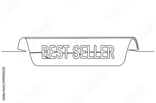 Continuous one line drawing of Best seller badge logo. Single line drawing illustration of Best seller icon. Satisfaction Guaranteed concept vector art. Doodle line illustration.