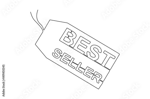 Continuous one line drawing of Best seller badge logo. Single line drawing illustration of Best seller icon. Satisfaction Guaranteed concept vector art. Doodle line illustration.