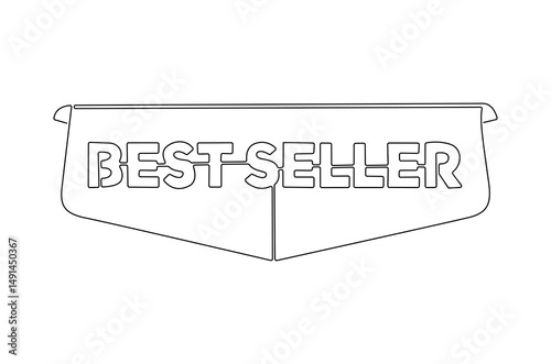 Continuous one line drawing of Best seller badge logo. Single line drawing illustration of Best seller icon. Satisfaction Guaranteed concept vector art. Doodle line illustration.