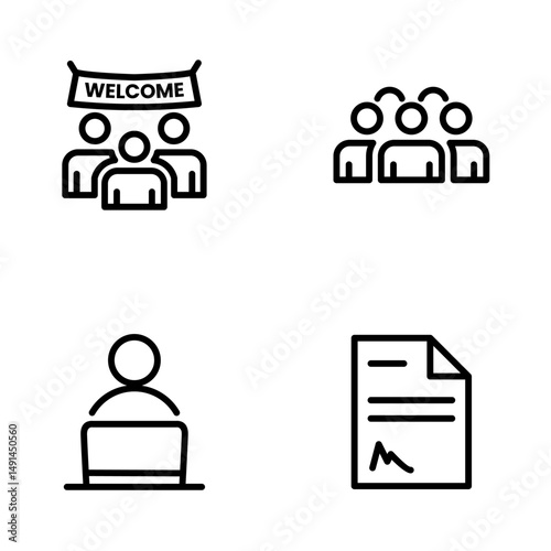 Hiring Process Line Icons. Recruitment, Job Application, Interview, Candidate Selection Vector Set