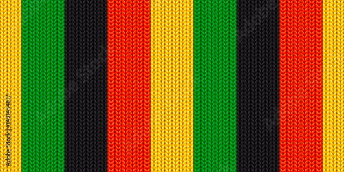 Black history month knit pattern. Juneteenth Freedom Day bg with knitting sweater texture. African American emancipation, black culture concept abstract seamless pattern, vector illustration
