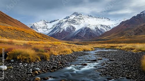 Autumn mountain valley stream