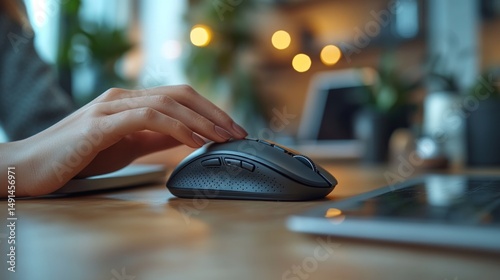 Person using a wireless computer mouse
