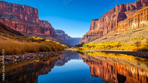 Canyon river reflection landscape
