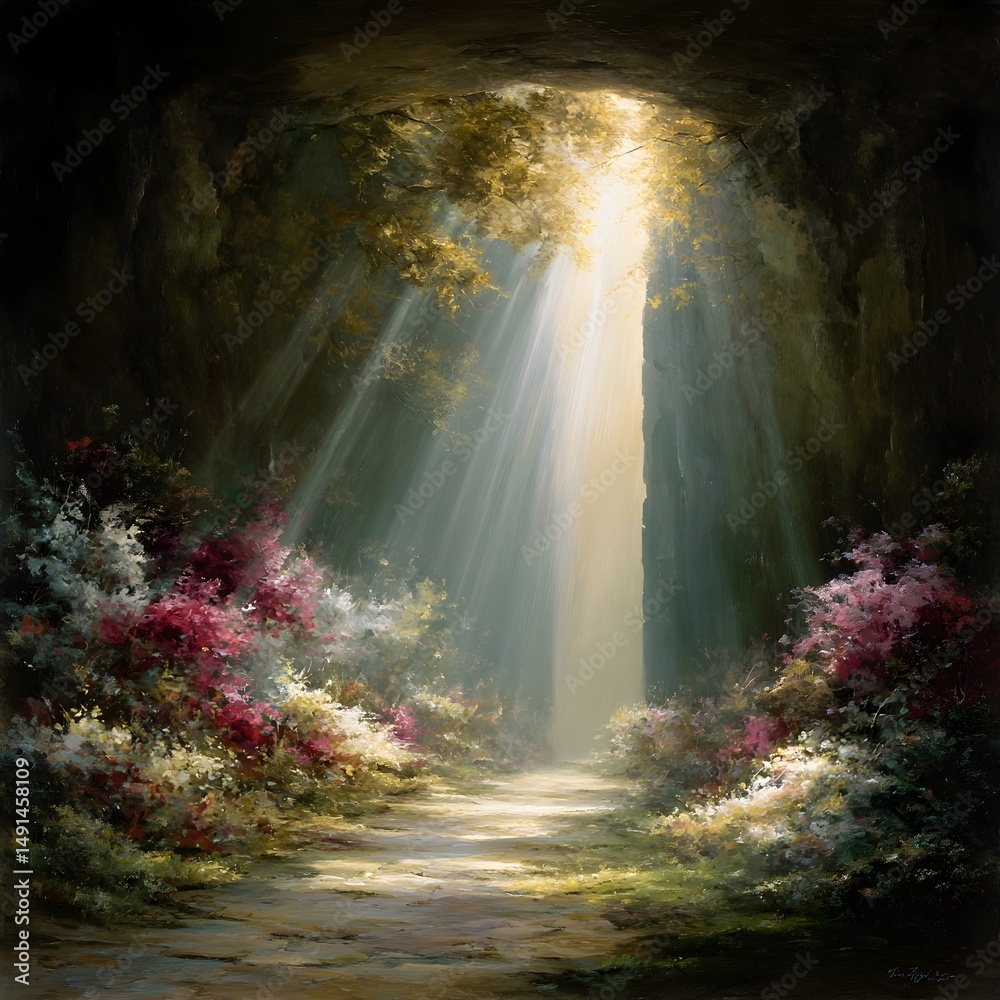 Fototapeta premium Rayo de Esperanza en la Gruta Floral