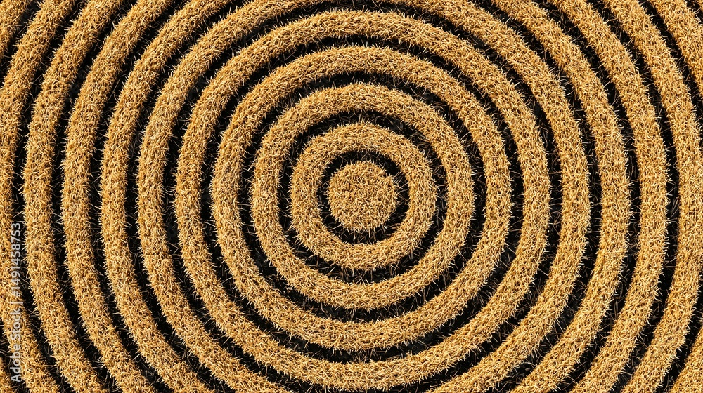 Fototapeta premium Circular patterns on a doormat surface.