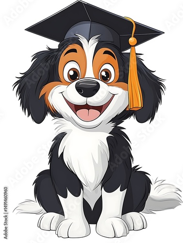 卒業おめでとう！可愛い子犬のイラスト