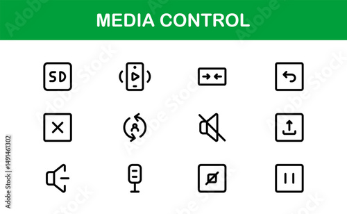 Playback and Media Control Icons. Stylish, Scalable Symbols for Audio, Video, Streaming, and Digital Entertainment User Interfaces