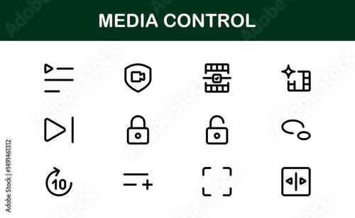 Playback and Media Control Icons. Stylish, Scalable Symbols for Audio, Video, Streaming, and Digital Entertainment User Interfaces