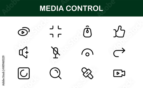 Playback and Media Control Icons. Stylish, Scalable Symbols for Audio, Video, Streaming, and Digital Entertainment User Interfaces