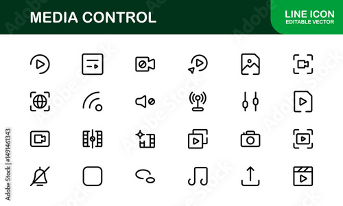 Playback and Media Control Icons. Stylish, Scalable Symbols for Audio, Video, Streaming, and Digital Entertainment User Interfaces