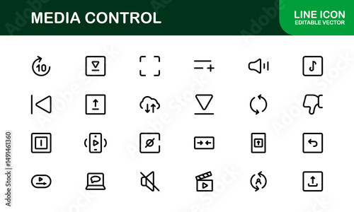 Playback and Media Control Icons. Stylish, Scalable Symbols for Audio, Video, Streaming, and Digital Entertainment User Interfaces