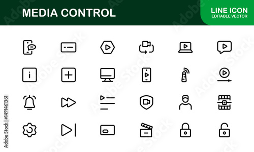 Playback and Media Control Icons. Stylish, Scalable Symbols for Audio, Video, Streaming, and Digital Entertainment User Interfaces