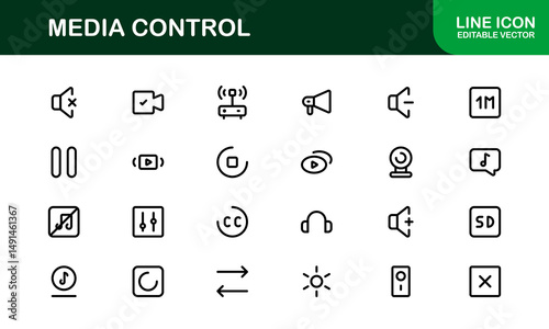 Playback and Media Control Icons. Stylish, Scalable Symbols for Audio, Video, Streaming, and Digital Entertainment User Interfaces