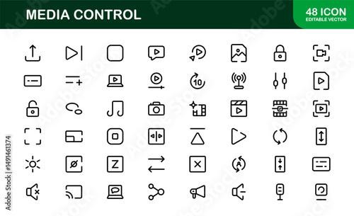 Playback and Media Control Icons. Stylish, Scalable Symbols for Audio, Video, Streaming, and Digital Entertainment User Interfaces