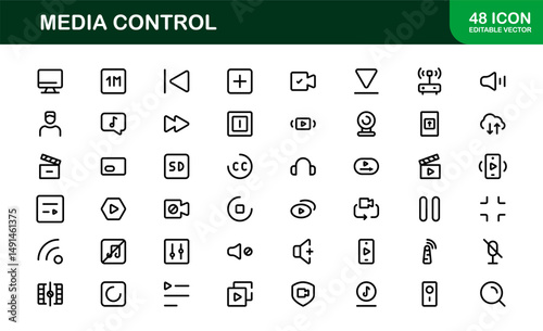 Playback and Media Control Icons. Stylish, Scalable Symbols for Audio, Video, Streaming, and Digital Entertainment User Interfaces