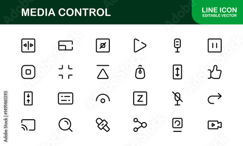 Playback and Media Control Icons. Stylish, Scalable Symbols for Audio, Video, Streaming, and Digital Entertainment User Interfaces