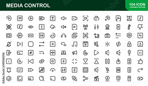 Playback and Media Control Icons. Stylish, Scalable Symbols for Audio, Video, Streaming, and Digital Entertainment User Interfaces
