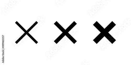 Cross x mark icon set in generic style. Wrong, error, close sign symbol