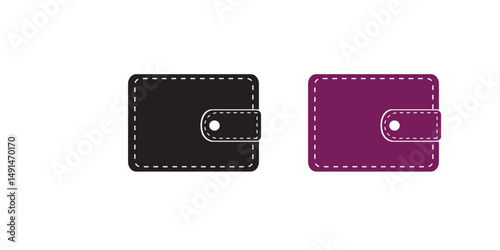 Wallet icon set. Black and linear