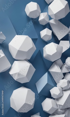 Abstract blue backdrop with overlaid white textured geometric forms  ,  illustration,  geometric,  contemporary