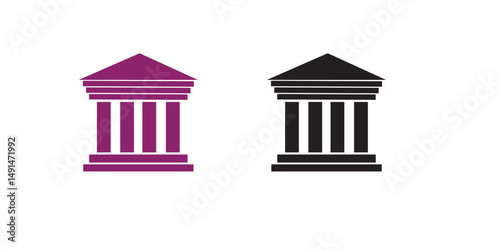 Bank with Dollar sign. Icon with reflection on white background