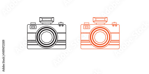 Camera icon set. Photo camera icon in different style. Vector 