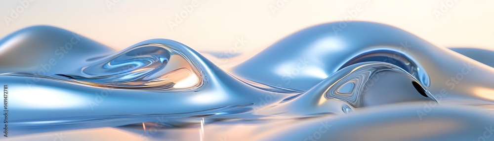 Obraz premium Abstract design of liquid forms in light blue tones.