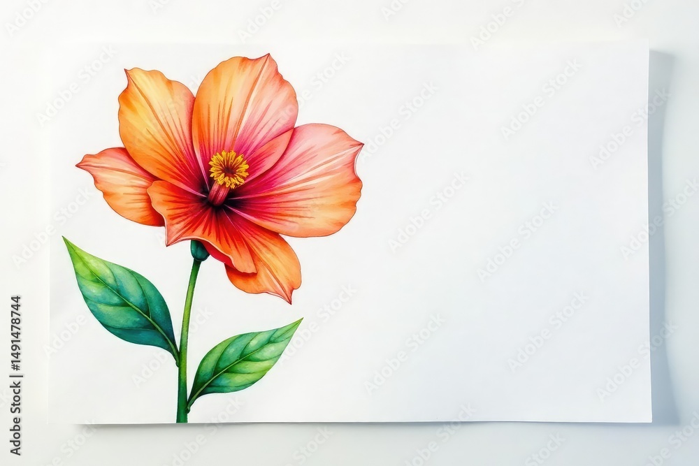 Obraz premium Vibrant watercolor painting of a single blooming flower , detail, wildflower