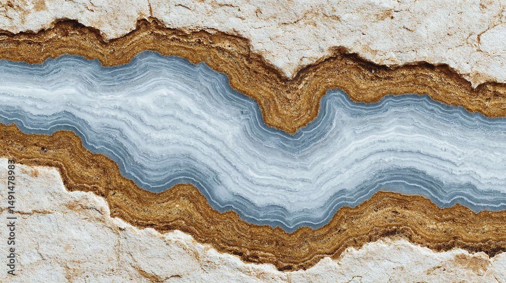 Fototapeta premium Intricate geological stone pattern with a flowing vein.