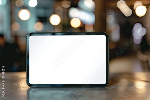 Tablet Empty Display with Blank Screen Isolated on Background for Ads Silver Black Back
