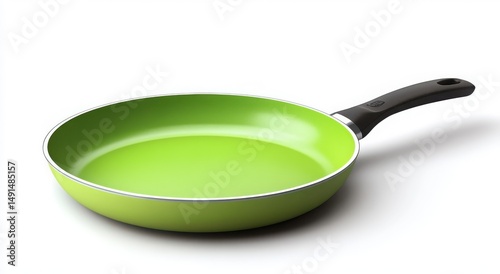 Bright green frying pan on white background.  Perfect for cooking!