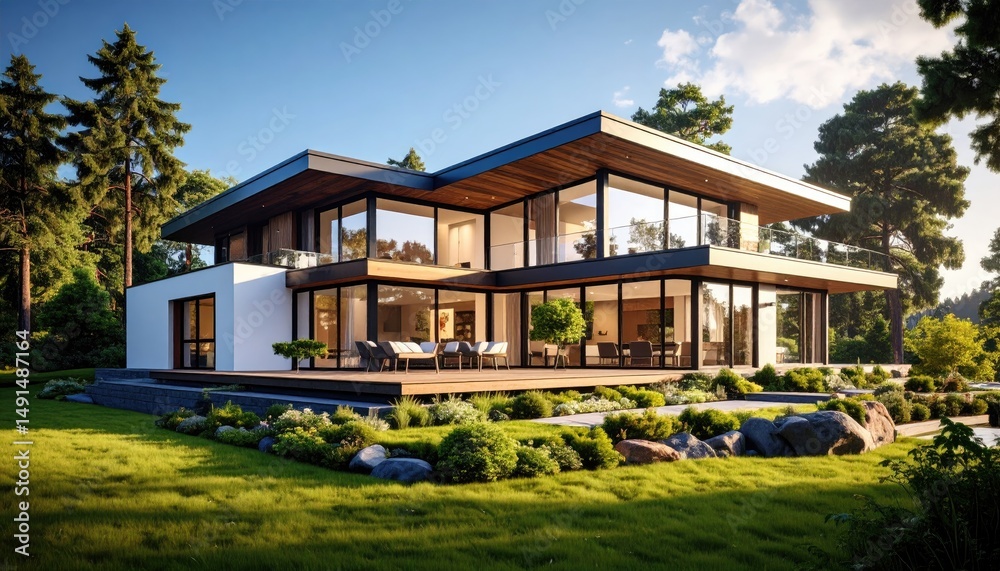 Modern Dream Luxury Home Nestled in Lush Greenery. Modern Dream Luxury Home Nestled in Lush Greenery.