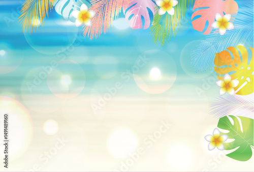 青　波　夏　風景　背景