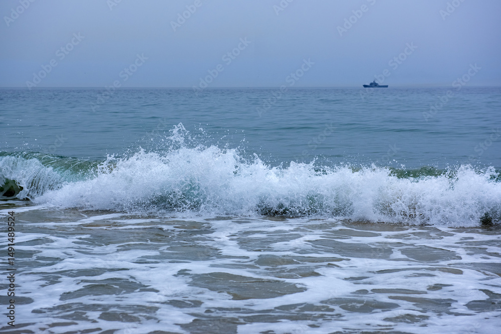 Fototapeta premium The huge power wave background ocean,