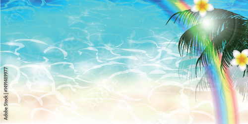 青　波　夏　風景　背景