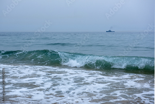 Fototapeta Naklejka Na Ścianę i Meble -  The huge power wave background ocean,